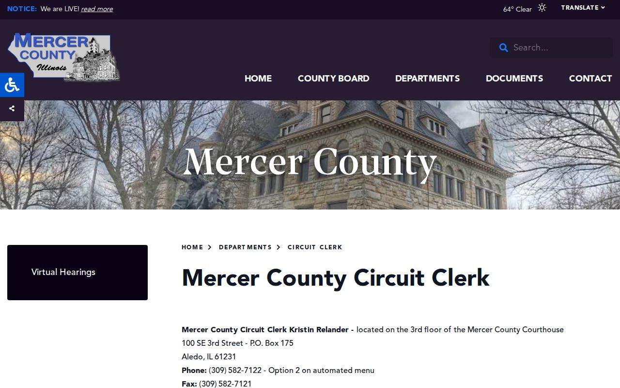 Mercer County criminal history Circuit Clerk information