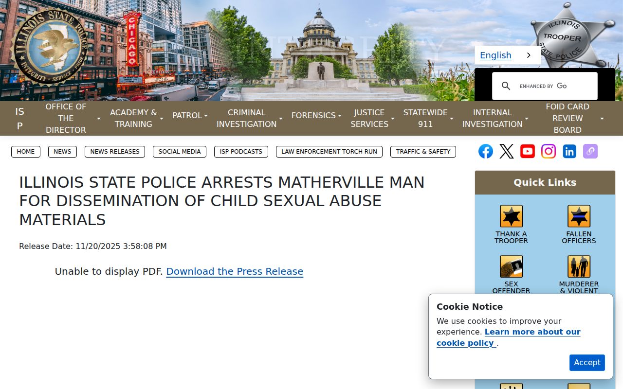 Matherville criminal history ISP case flow example