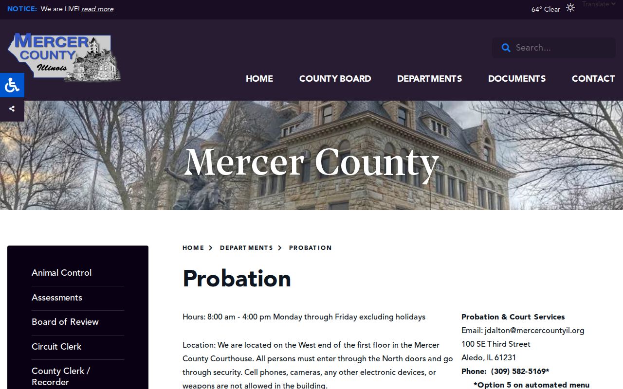 Matherville criminal history probation and court services